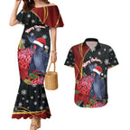 Australia Palm Cockatoo Christmas Couples Matching Mermaid Dress and Hawaiian Shirt Probosciger Aterrimus Waratah Merry Chrissie - Aussie Hoodie