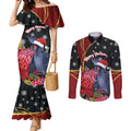 Australia Palm Cockatoo Christmas Couples Matching Mermaid Dress and Long Sleeve Button Shirt Probosciger Aterrimus Waratah Merry Chrissie - Aussie Hoodie