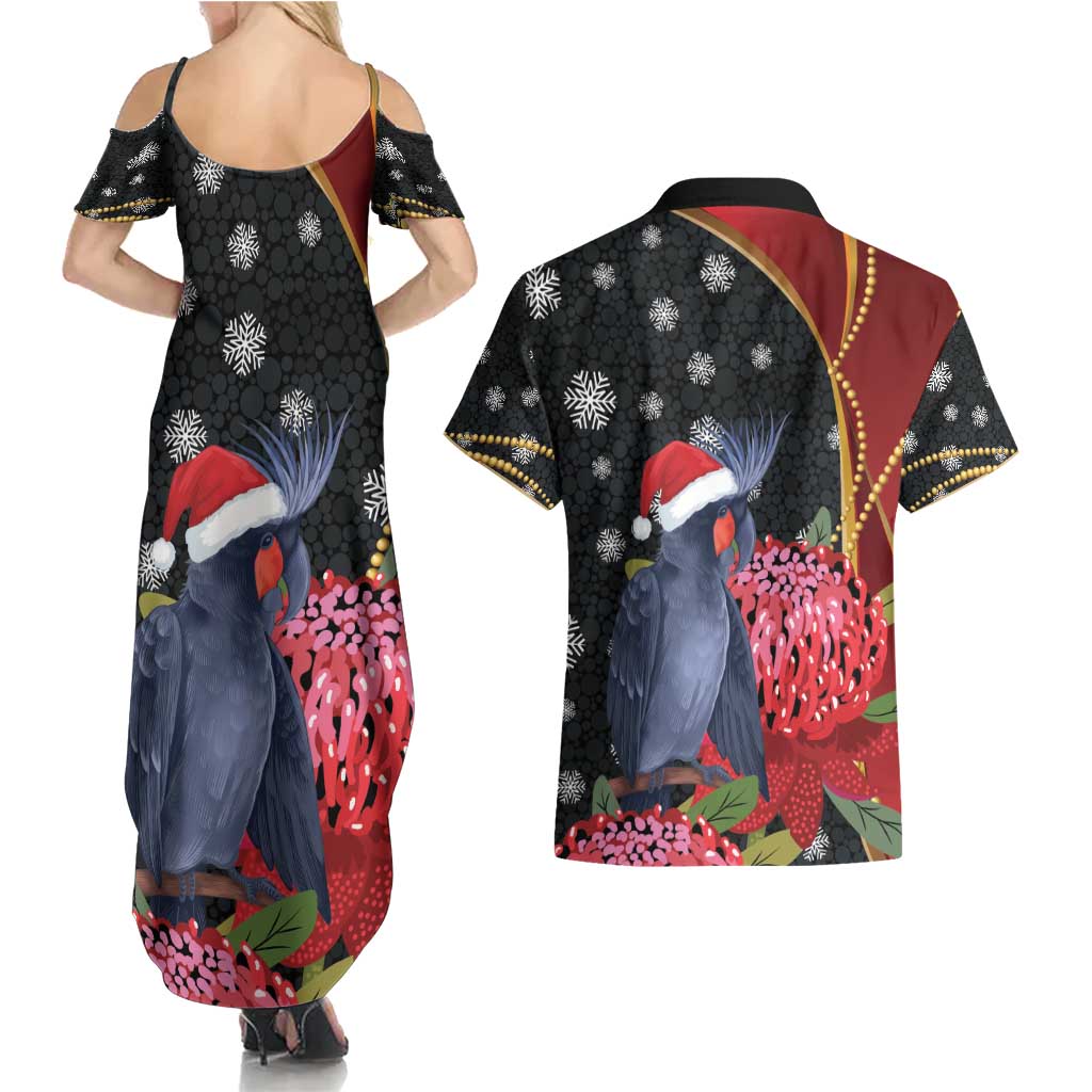 Australia Palm Cockatoo Christmas Couples Matching Summer Maxi Dress and Hawaiian Shirt Probosciger Aterrimus Waratah Merry Chrissie - Aussie Hoodie