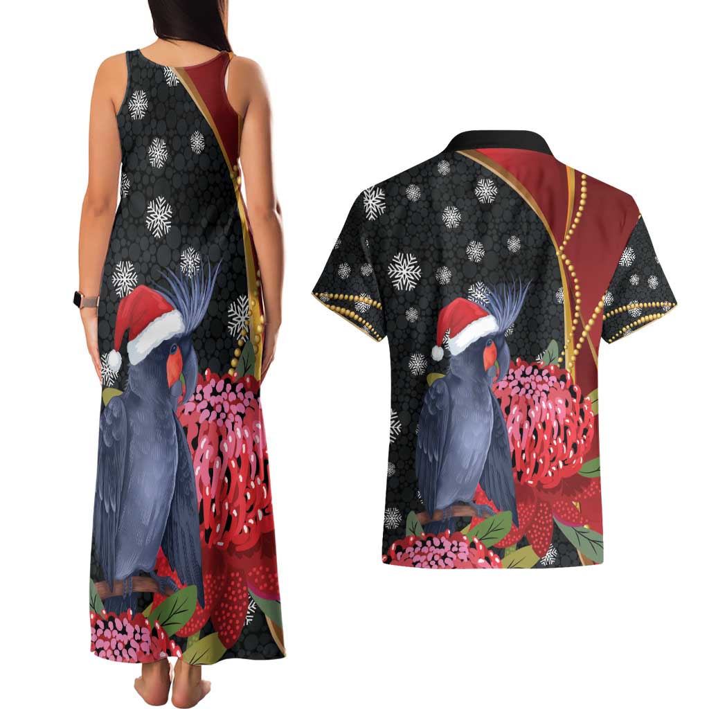 Australia Palm Cockatoo Christmas Couples Matching Tank Maxi Dress and Hawaiian Shirt Probosciger Aterrimus Waratah Merry Chrissie - Aussie Hoodie