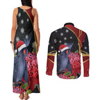 Australia Palm Cockatoo Christmas Couples Matching Tank Maxi Dress and Long Sleeve Button Shirt Probosciger Aterrimus Waratah Merry Chrissie - Aussie Hoodie