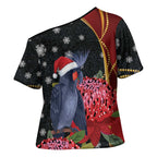 Australia Palm Cockatoo Christmas Cross Shoulder Shirt Probosciger Aterrimus Waratah Merry Chrissie - Aussie Hoodie