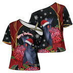 Australia Palm Cockatoo Christmas Cross Shoulder Shirt Probosciger Aterrimus Waratah Merry Chrissie - Aussie Hoodie