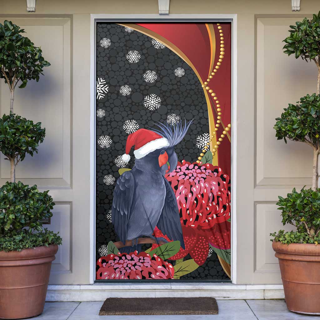 Australia Palm Cockatoo Christmas Door Cover Probosciger Aterrimus Waratah Merry Chrissie - Aussie Hoodie