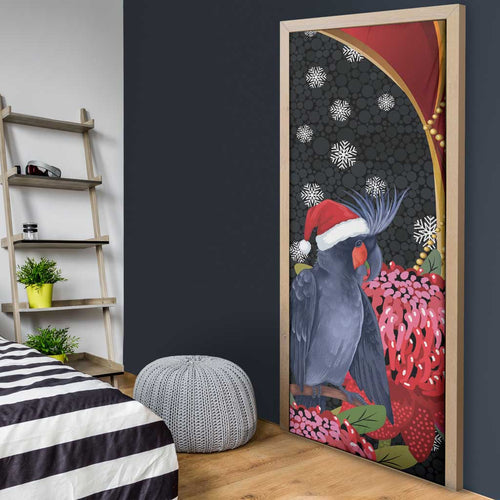 Australia Palm Cockatoo Christmas Door Cover Probosciger Aterrimus Waratah Merry Chrissie - Aussie Hoodie