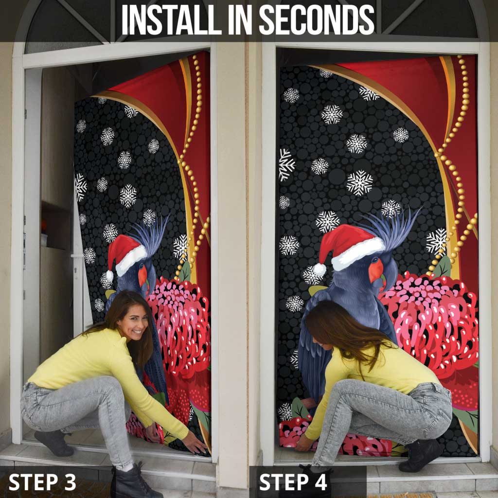 Australia Palm Cockatoo Christmas Door Cover Probosciger Aterrimus Waratah Merry Chrissie - Aussie Hoodie