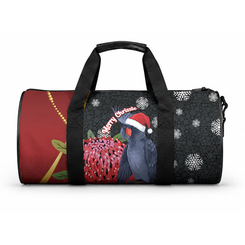 Australia Palm Cockatoo Christmas Duffle Bag Probosciger Aterrimus Waratah Merry Chrissie