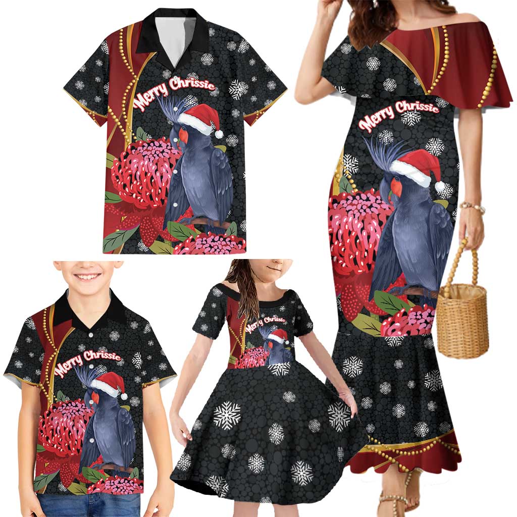 Australia Palm Cockatoo Christmas Family Matching Mermaid Dress and Hawaiian Shirt Probosciger Aterrimus Waratah Merry Chrissie - Aussie Hoodie