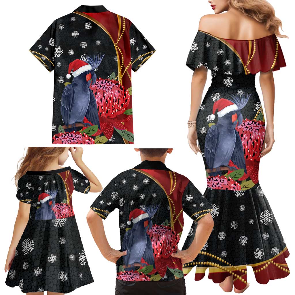 Australia Palm Cockatoo Christmas Family Matching Mermaid Dress and Hawaiian Shirt Probosciger Aterrimus Waratah Merry Chrissie - Aussie Hoodie