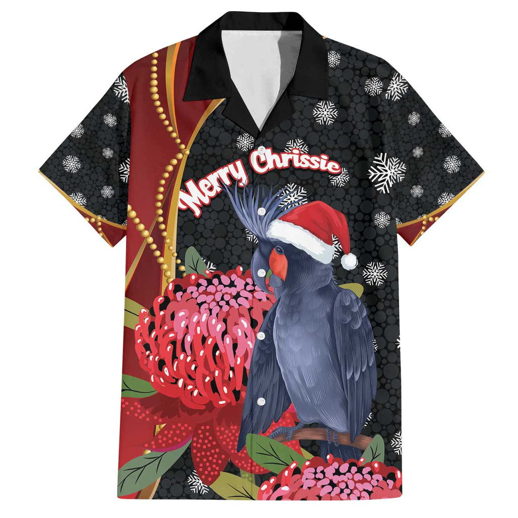 Australia Palm Cockatoo Christmas Family Matching Off The Shoulder Long Sleeve Dress and Hawaiian Shirt Probosciger Aterrimus Waratah Merry Chrissie - Aussie Hoodie