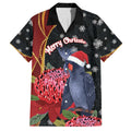 Australia Palm Cockatoo Christmas Family Matching Off The Shoulder Long Sleeve Dress and Hawaiian Shirt Probosciger Aterrimus Waratah Merry Chrissie - Aussie Hoodie