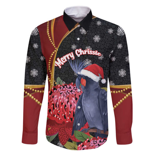 Australia Palm Cockatoo Christmas Family Matching Off The Shoulder Long Sleeve Dress and Hawaiian Shirt Probosciger Aterrimus Waratah Merry Chrissie - Aussie Hoodie