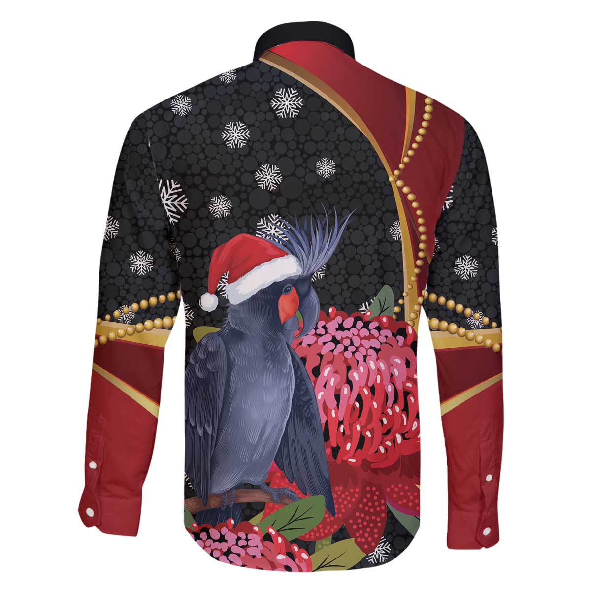 Australia Palm Cockatoo Christmas Family Matching Off The Shoulder Long Sleeve Dress and Hawaiian Shirt Probosciger Aterrimus Waratah Merry Chrissie - Aussie Hoodie