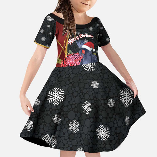 Australia Palm Cockatoo Christmas Family Matching Off Shoulder Maxi Dress and Hawaiian Shirt Probosciger Aterrimus Waratah Merry Chrissie - Aussie Hoodie