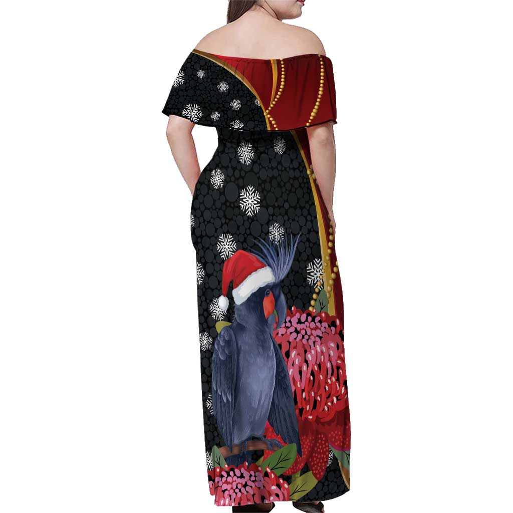 Australia Palm Cockatoo Christmas Family Matching Off Shoulder Maxi Dress and Hawaiian Shirt Probosciger Aterrimus Waratah Merry Chrissie - Aussie Hoodie
