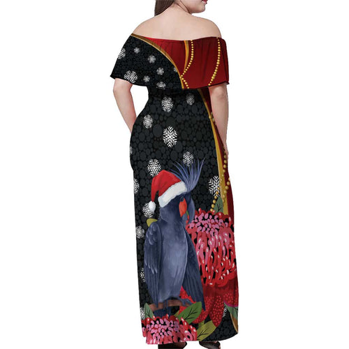 Australia Palm Cockatoo Christmas Family Matching Off Shoulder Maxi Dress and Hawaiian Shirt Probosciger Aterrimus Waratah Merry Chrissie - Aussie Hoodie