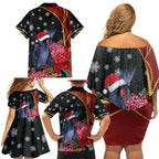 Australia Palm Cockatoo Christmas Family Matching Off Shoulder Short Dress and Hawaiian Shirt Probosciger Aterrimus Waratah Merry Chrissie - Aussie Hoodie