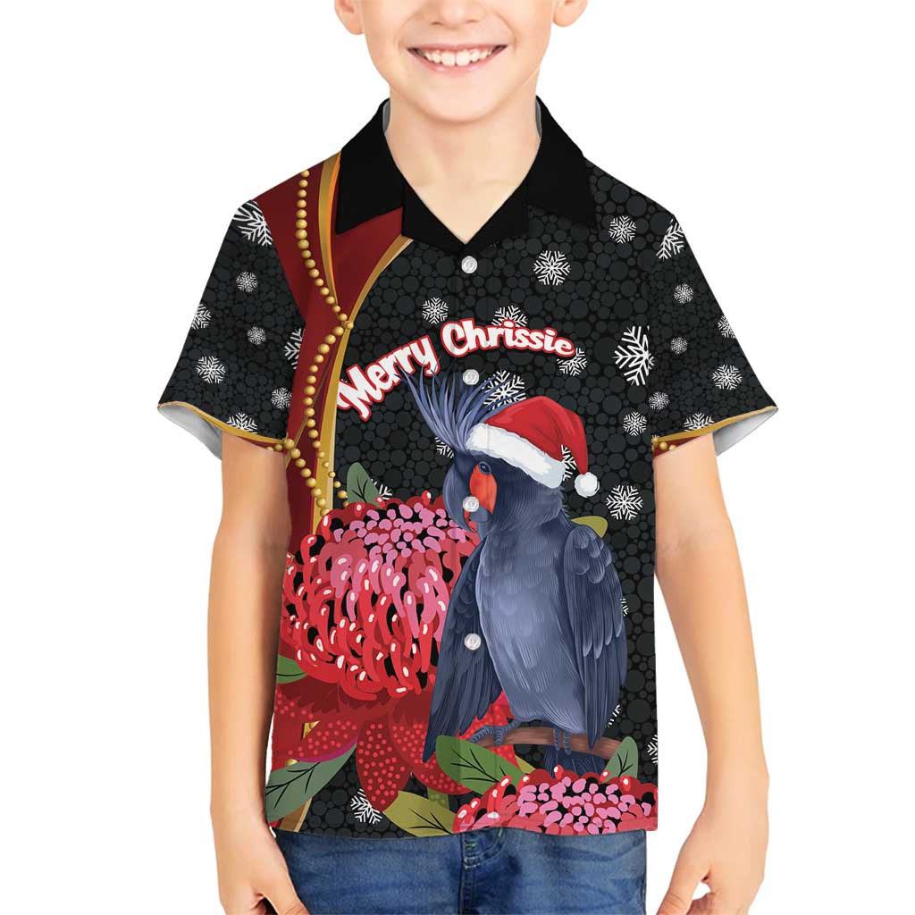 Australia Palm Cockatoo Christmas Family Matching Off Shoulder Short Dress and Hawaiian Shirt Probosciger Aterrimus Waratah Merry Chrissie - Aussie Hoodie