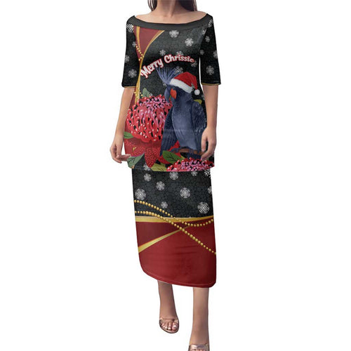 Australia Palm Cockatoo Christmas Family Matching Puletasi and Hawaiian Shirt Probosciger Aterrimus Waratah Merry Chrissie - Aussie Hoodie