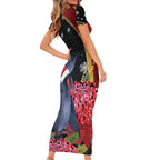 Australia Palm Cockatoo Christmas Family Matching Short Sleeve Bodycon Dress and Hawaiian Shirt Probosciger Aterrimus Waratah Merry Chrissie - Aussie Hoodie