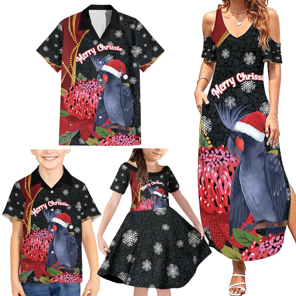 Australia Palm Cockatoo Christmas Family Matching Summer Maxi Dress and Hawaiian Shirt Probosciger Aterrimus Waratah Merry Chrissie - Aussie Hoodie