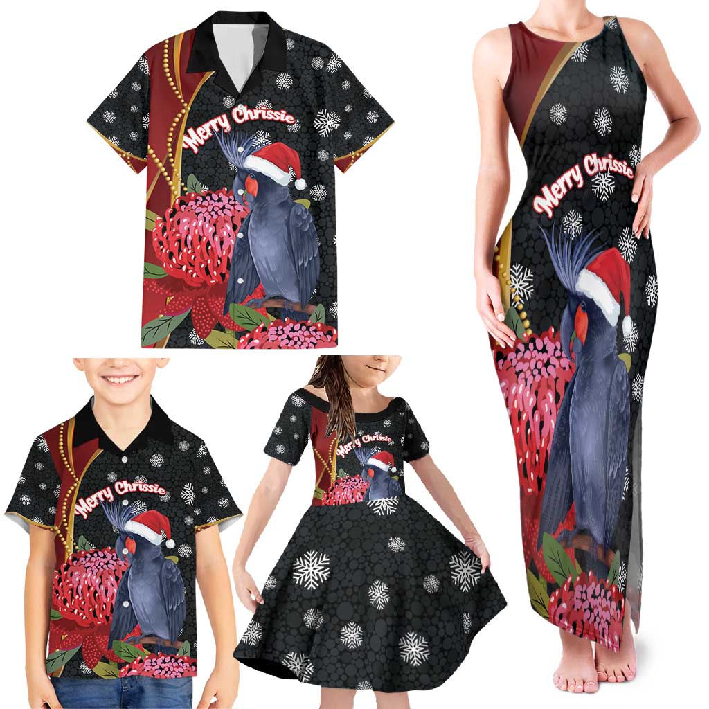 Australia Palm Cockatoo Christmas Family Matching Tank Maxi Dress and Hawaiian Shirt Probosciger Aterrimus Waratah Merry Chrissie - Aussie Hoodie