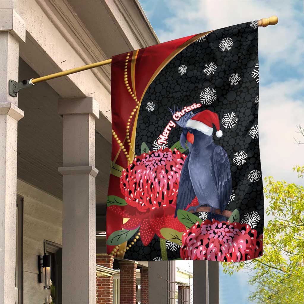 Australia Palm Cockatoo Christmas Garden Flag Probosciger Aterrimus Waratah Merry Chrissie - Aussie Hoodie