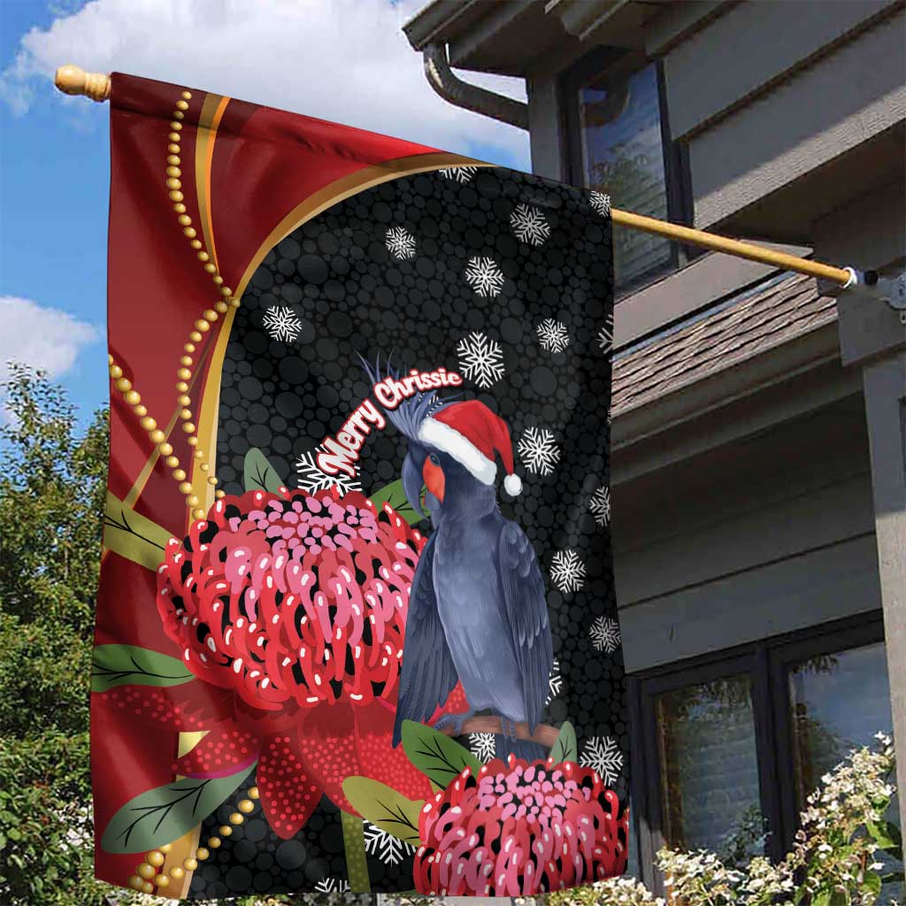 Australia Palm Cockatoo Christmas Garden Flag Probosciger Aterrimus Waratah Merry Chrissie - Aussie Hoodie