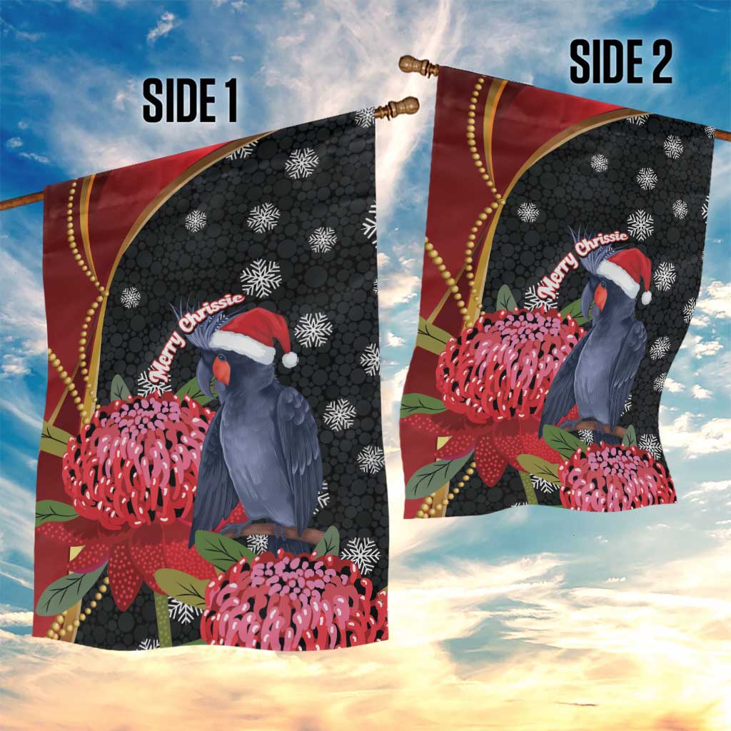 Australia Palm Cockatoo Christmas Garden Flag Probosciger Aterrimus Waratah Merry Chrissie - Aussie Hoodie