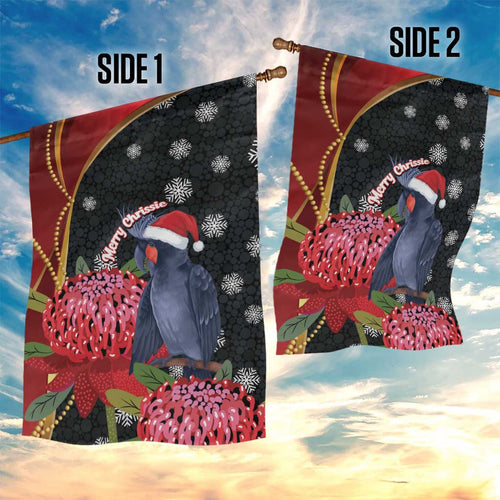 Australia Palm Cockatoo Christmas Garden Flag Probosciger Aterrimus Waratah Merry Chrissie - Aussie Hoodie