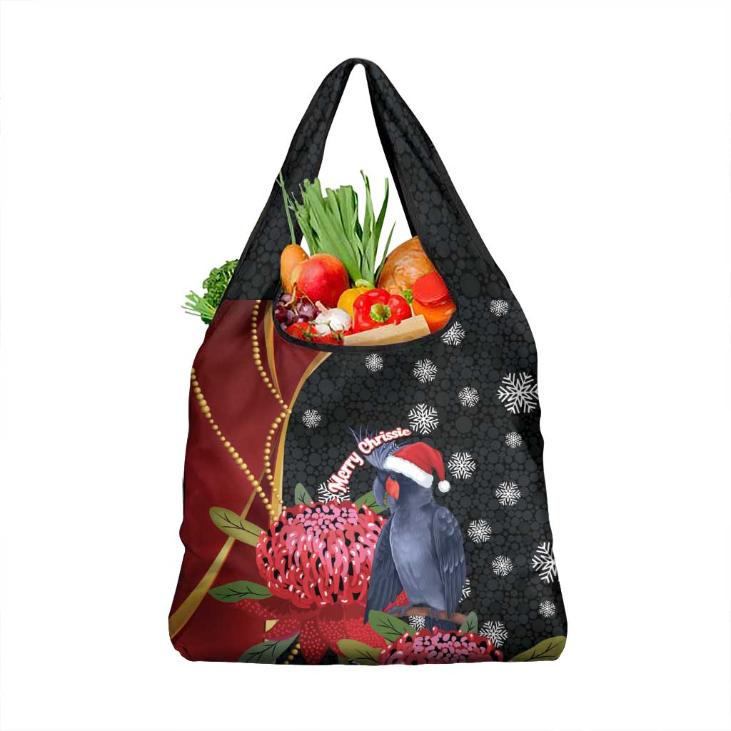 Australia Palm Cockatoo Christmas Grocery Bag Probosciger Aterrimus Waratah Merry Chrissie - Aussie Hoodie