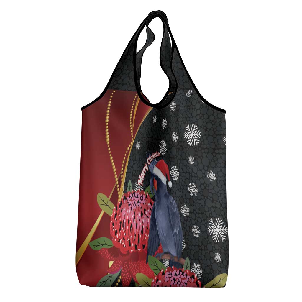 Australia Palm Cockatoo Christmas Grocery Bag Probosciger Aterrimus Waratah Merry Chrissie - Aussie Hoodie