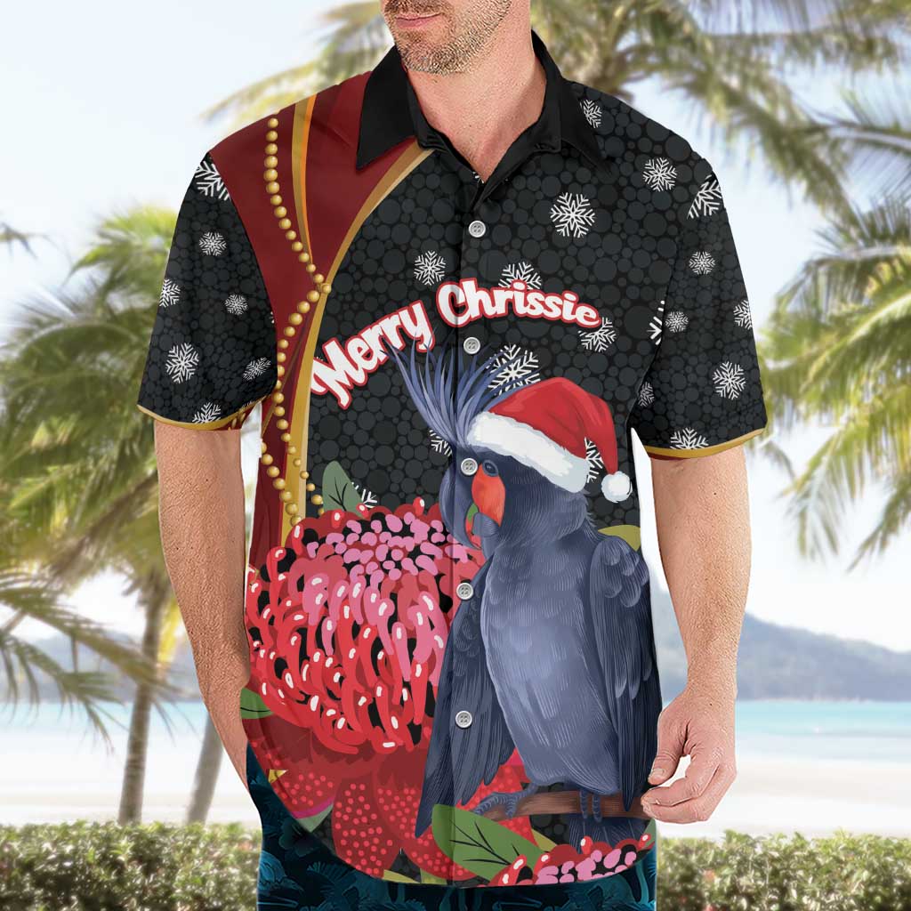 Australia Palm Cockatoo Christmas Hawaiian Shirt Probosciger Aterrimus Waratah Merry Chrissie - Aussie Hoodie