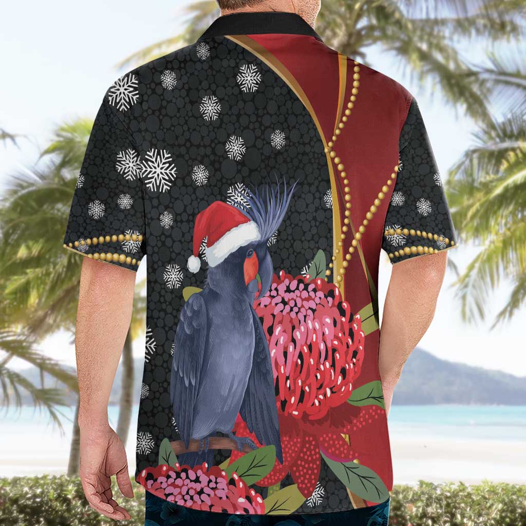 Australia Palm Cockatoo Christmas Hawaiian Shirt Probosciger Aterrimus Waratah Merry Chrissie - Aussie Hoodie