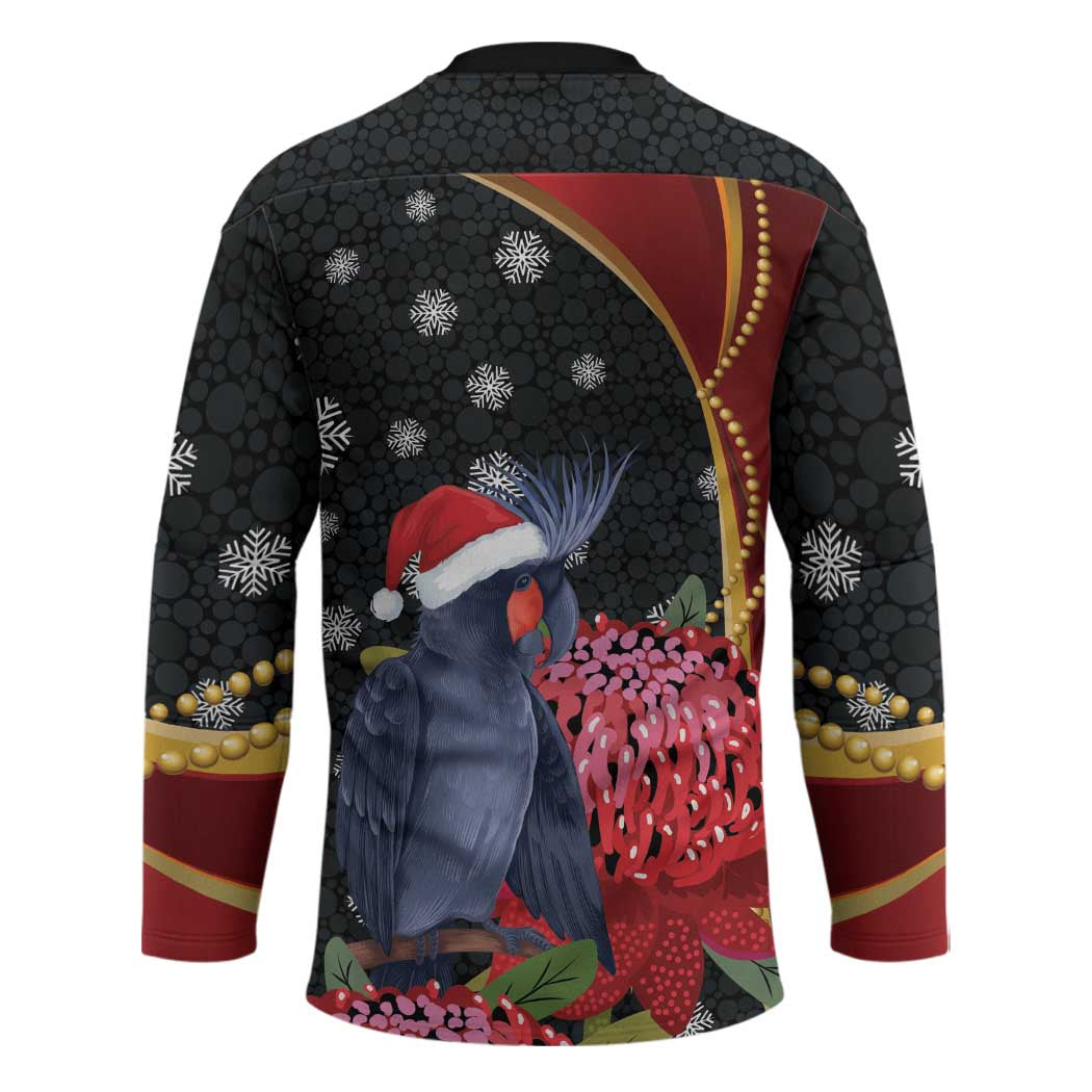 Australia Palm Cockatoo Christmas Hockey Jersey Probosciger Aterrimus Waratah Merry Chrissie - Aussie Hoodie