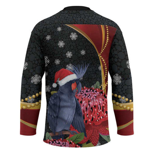 Australia Palm Cockatoo Christmas Hockey Jersey Probosciger Aterrimus Waratah Merry Chrissie - Aussie Hoodie