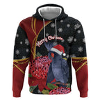 Australia Palm Cockatoo Christmas Hoodie Probosciger Aterrimus Waratah Merry Chrissie - Aussie Hoodie