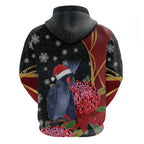 Australia Palm Cockatoo Christmas Hoodie Probosciger Aterrimus Waratah Merry Chrissie - Aussie Hoodie