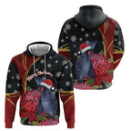 Australia Palm Cockatoo Christmas Hoodie Probosciger Aterrimus Waratah Merry Chrissie - Aussie Hoodie