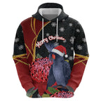 Australia Palm Cockatoo Christmas Hoodie Probosciger Aterrimus Waratah Merry Chrissie - Aussie Hoodie