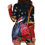 Australia Palm Cockatoo Christmas Hoodie Dress Probosciger Aterrimus Waratah Merry Chrissie - Aussie Hoodie