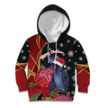 Australia Palm Cockatoo Christmas Kid Hoodie Probosciger Aterrimus Waratah Merry Chrissie - Aussie Hoodie