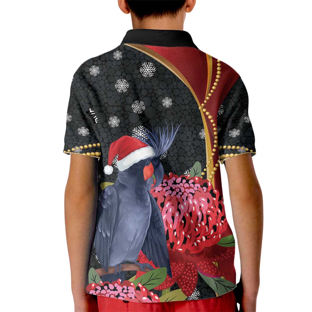 Australia Palm Cockatoo Christmas Kid Polo Shirt Probosciger Aterrimus Waratah Merry Chrissie - Aussie Hoodie