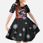 Australia Palm Cockatoo Christmas Kid Short Sleeve Dress Probosciger Aterrimus Waratah Merry Chrissie - Aussie Hoodie