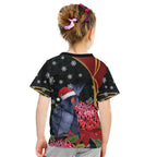 Australia Palm Cockatoo Christmas Kid T Shirt Probosciger Aterrimus Waratah Merry Chrissie - Aussie Hoodie