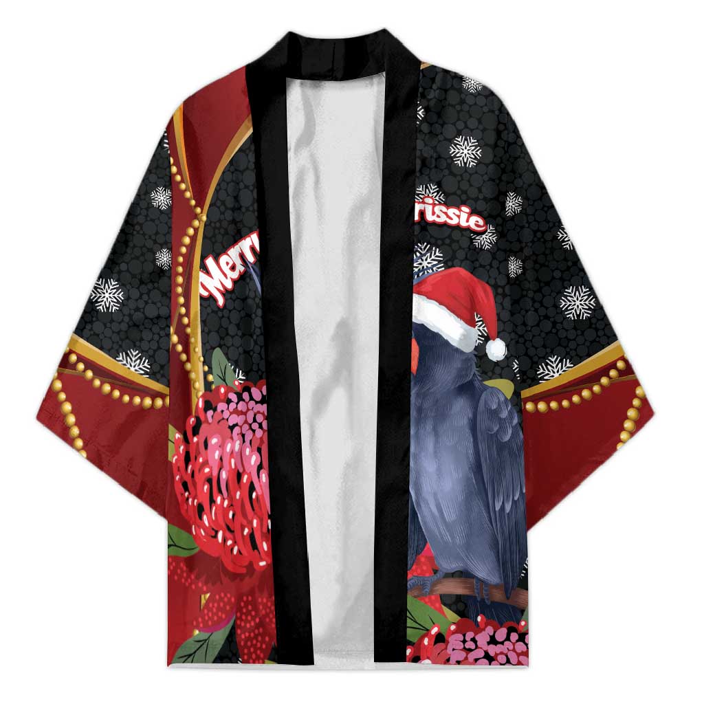 Australia Palm Cockatoo Christmas Kimono Probosciger Aterrimus Waratah Merry Chrissie - Aussie Hoodie