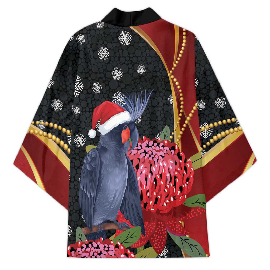 Australia Palm Cockatoo Christmas Kimono Probosciger Aterrimus Waratah Merry Chrissie - Aussie Hoodie