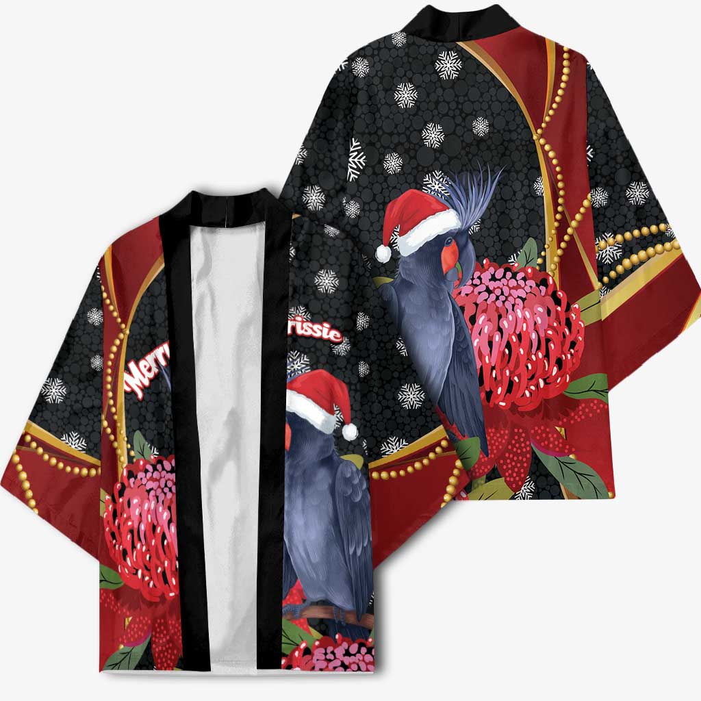 Australia Palm Cockatoo Christmas Kimono Probosciger Aterrimus Waratah Merry Chrissie - Aussie Hoodie