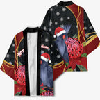 Australia Palm Cockatoo Christmas Kimono Probosciger Aterrimus Waratah Merry Chrissie - Aussie Hoodie