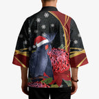Australia Palm Cockatoo Christmas Kimono Probosciger Aterrimus Waratah Merry Chrissie - Aussie Hoodie
